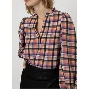 MSRP $99 FRNCH Felia Checked Top